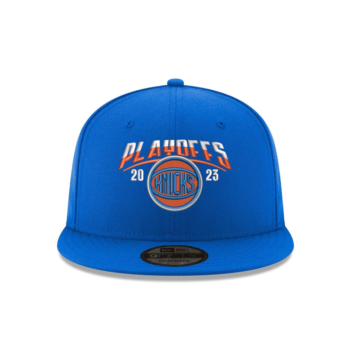 New Era Knicks 22-23 Playoff Ball Logo 950 Snapback - In Blue - Front View