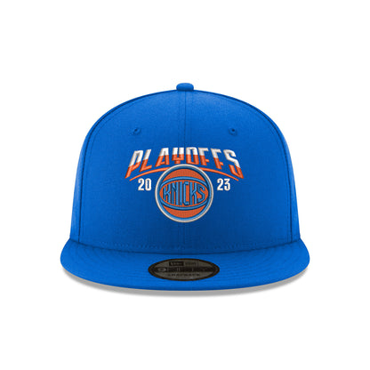 New Era Knicks 22-23 Playoff Ball Logo 950 Snapback - In Blue - Front View