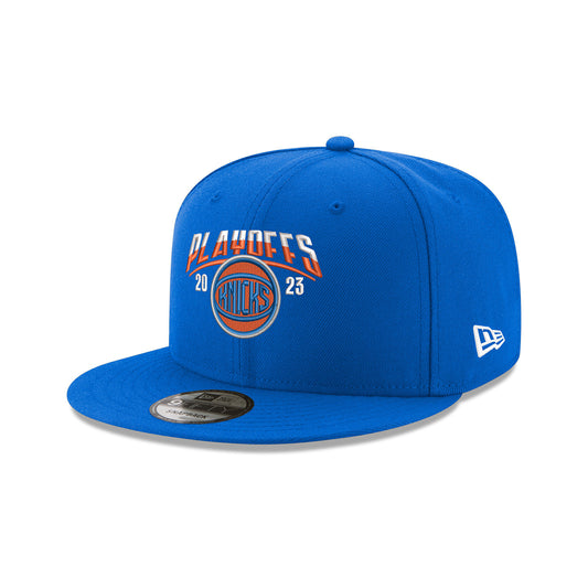 New Era Knicks 22-23 Playoff Ball Logo 950 Snapback - In Blue - Left View