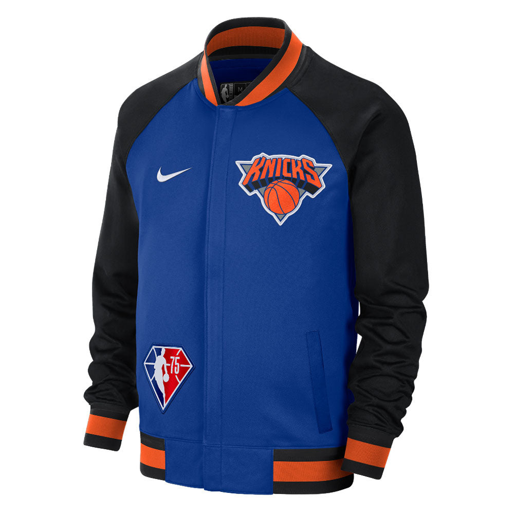 Nike Knicks 21-22 City Edition Showtime Jacket in Blue - Front View