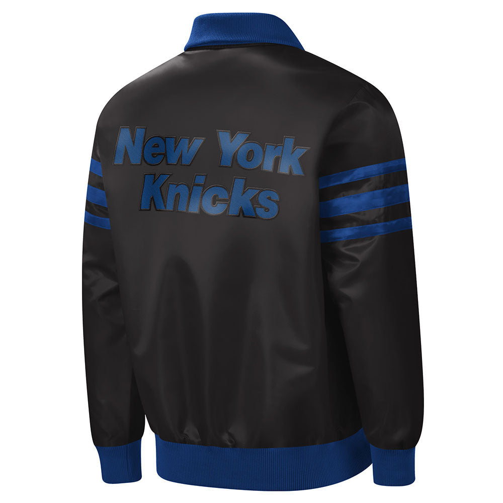 Men's Starter Black New York Knicks Home Game Satin Full-Snap Varsity Jacket Size: Small