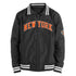 New Era Knicks Nylon Zip-Up New York Jacket In Black - Front View