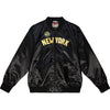 Mitchell & Ness Knicks Big Face 4.0 Satin Jacket In Black & Gold - Front View