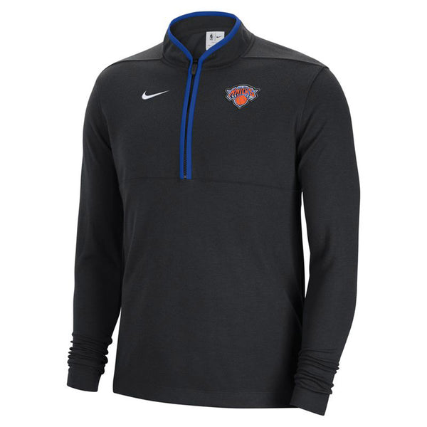 Nike Knicks 22-23 On Court Dri-Fit Half-Zip Pullover In Black - Front View