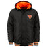 G3 Starter Knicks Hooded Woven Jacket with New York Back In Black & Orange - Front View