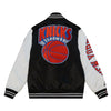 Mitchell & Ness Knicks Origins Varsity Satin Jacket in Black- Back View