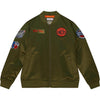 Mitchell & Ness Knicks Flight Satin Bomber Jacket In Green - Front View