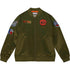 Mitchell & Ness Knicks Flight Satin Bomber Jacket In Green - Front View