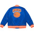 Mitchell & Ness Knicks Heavyweight Satin Jacket In Blue, Orange & White - Back View