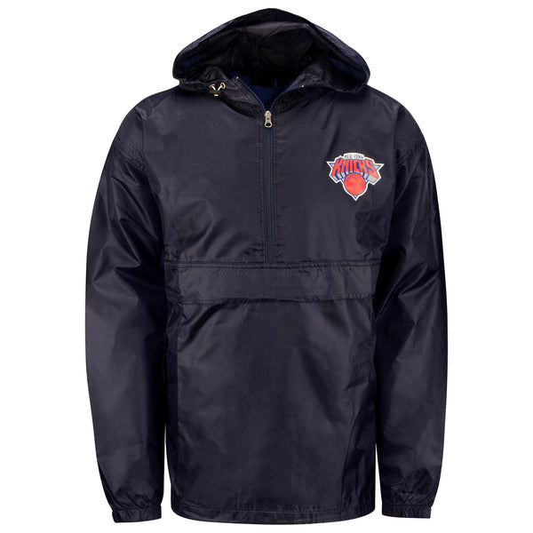 Knicks Big & Tall Pullover Anorak Jacket In Blue - Front View