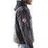 Wild Collective Knicks Graphic Back Denim Jacket In Black - Right Side View On Model