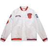 Mitchell & Ness Knicks City Collection Satin Jacket In White - Front View