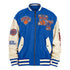 New Era Knicks Alpha Collection Reversible Jacket In Cream & Blue - Reversible Front View