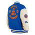 New Era Knicks Alpha Collection Reversible Jacket In Cream & Blue - Reversible Back Right Side View