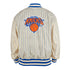 New Era Knicks Alpha Collection Reversible Jacket In Cream & Blue - Back View