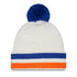 New Era Knicks Retro Cuff Knit Hat Pom Natura in White - Back View