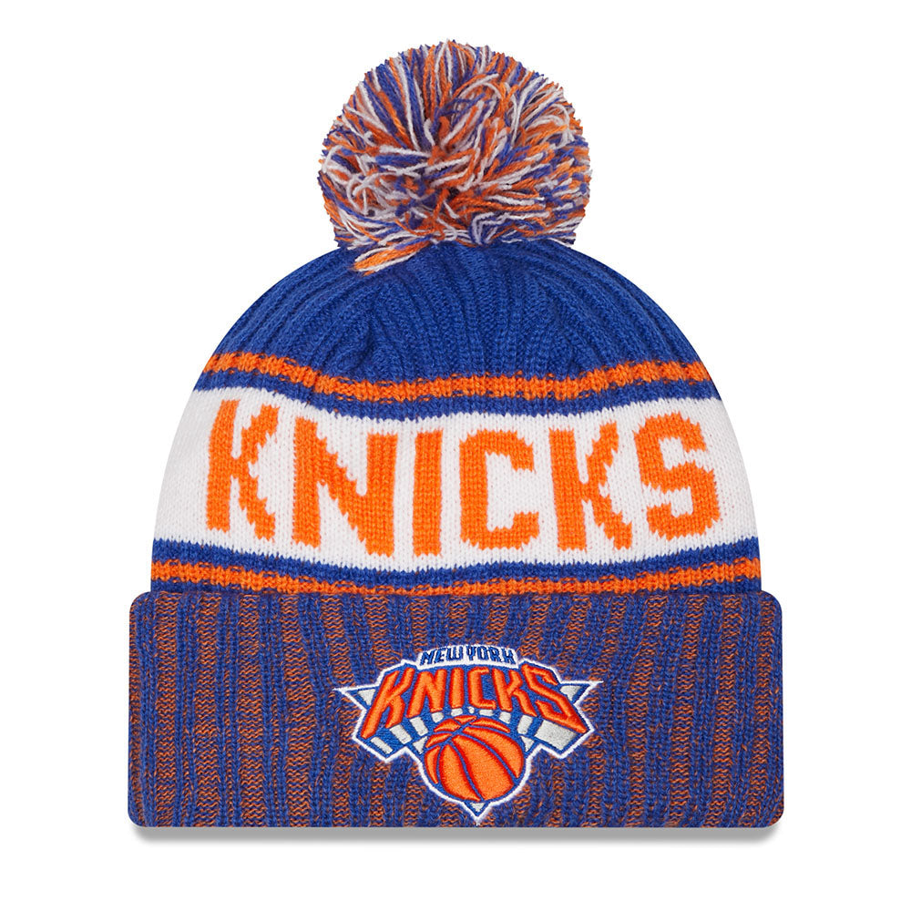 New Era Knicks Royal Striped Pom Knit Beanie