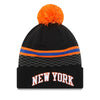 New Era Knicks 21-22 City Edition Knit Pom Hat in Black - Front View