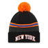 New Era Knicks 21-22 City Edition Knit Pom Hat in Black - Front View