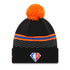 New Era Knicks 21-22 City Edition Knit Pom Hat in Black - Back View