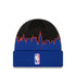 New Era Knicks Skyline Tip Off Knit Beanie In Blue, Black & Orange - Back View