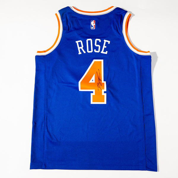 #4 Derrick Rose Package - Autographed Player-Worn Playoffs Warm-Up Shirt & Autographed Jersey In Blue - Autographed Back View