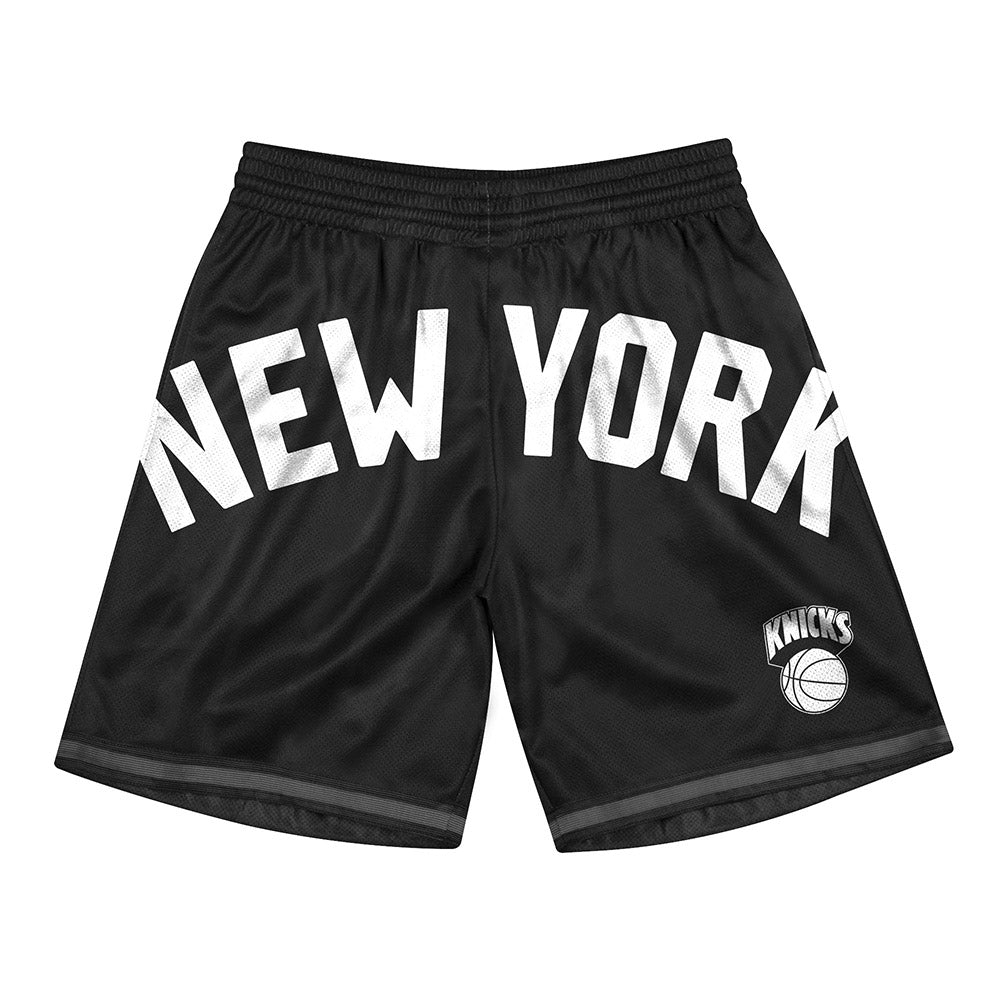 Mitchell & Ness Knicks Big Face Shorts in Black and White - Front View