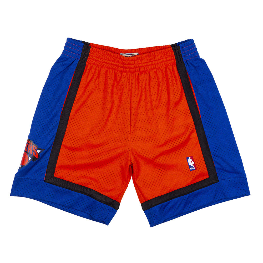 Mitchell & Ness Knicks 1998 Reload Shorts in Blue and Red - Front View