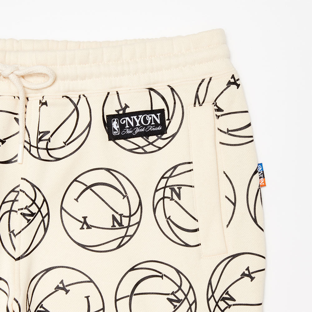 NYON X Knicks Mascot Sweatpants in White - Tag Close Up