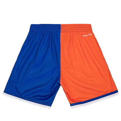 Mitchell & Ness Knicks Big Face Fashion Shorts 5.0 In Blue & Orange - Back View