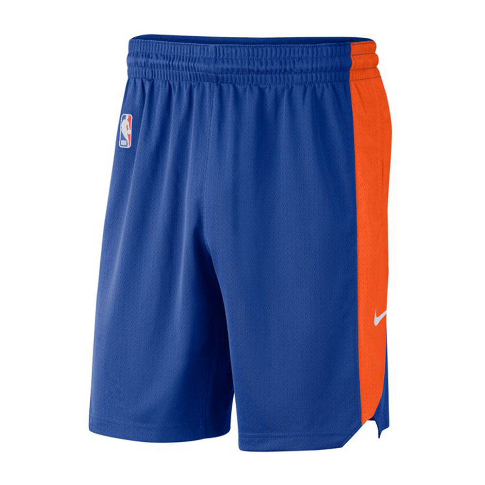 Nike Knicks Dri-fit Practice Shorts In Blue & Orange - Front View