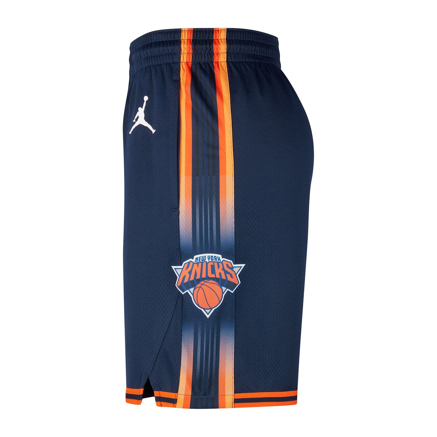 Nike Knicks 22-23 Statement Dri-fit Swingman Shorts In Blue & Orange - Left Side View