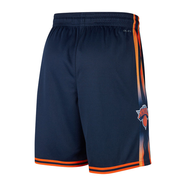 Nike Knicks 22-23 Statement Dri-fit Swingman Shorts In Blue & Orange - Back View