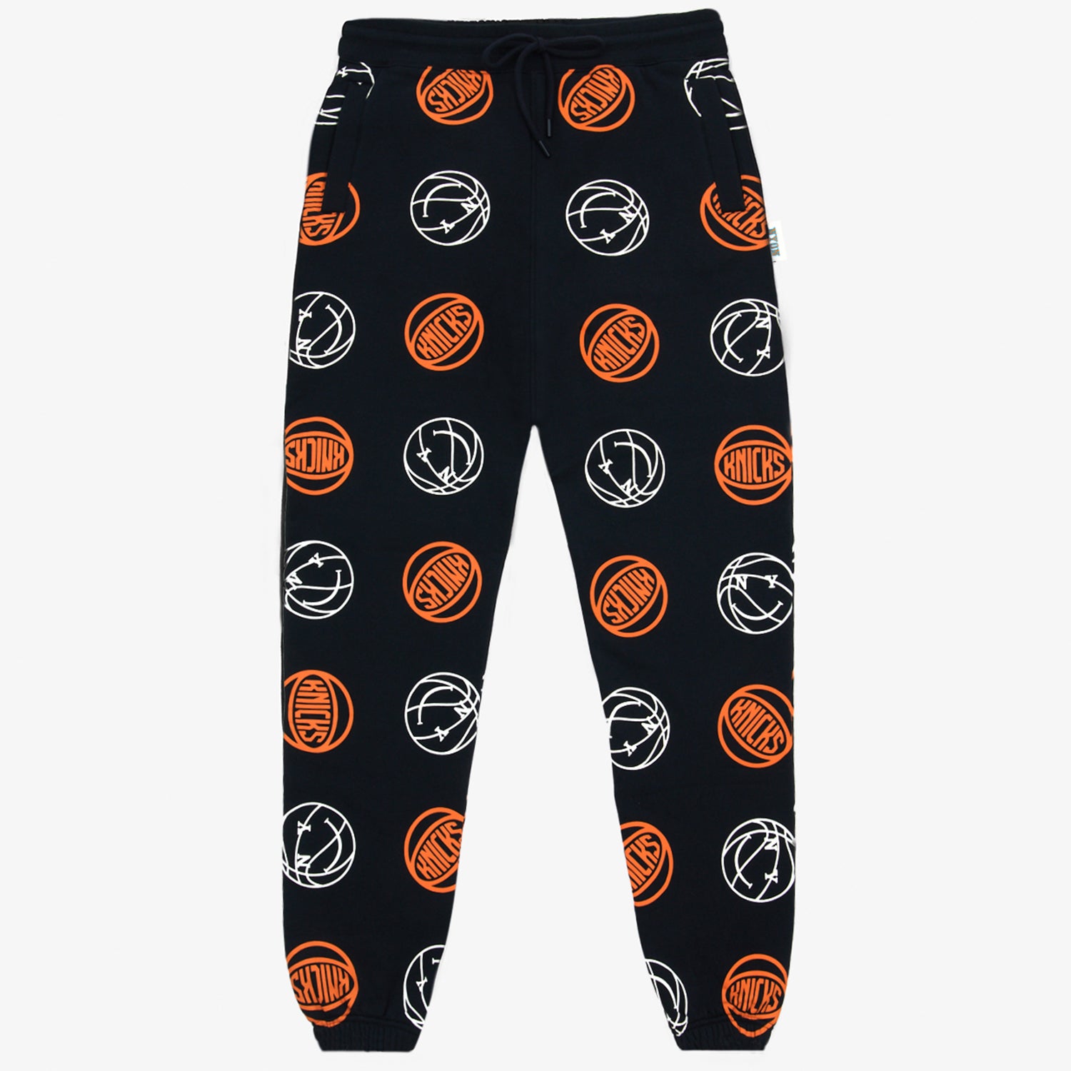 NYON x Knicks "Full Court" Sweatpants In Black, Orange & White - Front View