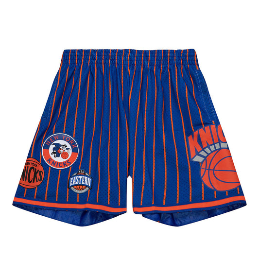 Mitchell & Ness Knicks City Collection Mesh Shorts In Blue & Orange - Front View