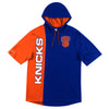 Mitchell & Ness Knicks Short Sleeve Split Hood in Blue and Orange - Front View