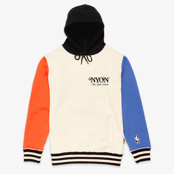 NYON X KNICKS ALWAYS NYK HOODIE in White, Blue and Orange - Front View