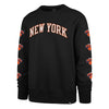 New York Knicks '47 Brand City Edition Headline Crew Fleece in Black - Front View