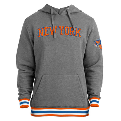 New Era Knicks New York Wordmark Fleece Hood in Grey - Front View