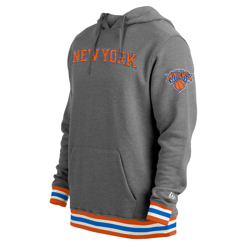 New Era Knicks New York Wordmark Fleece Hood in Grey - Front Left View