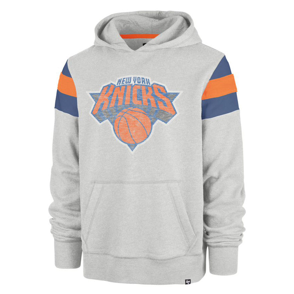 '47 Brand Knicks Premier Nico Hood In Grey, Orange & Blue - Front View
