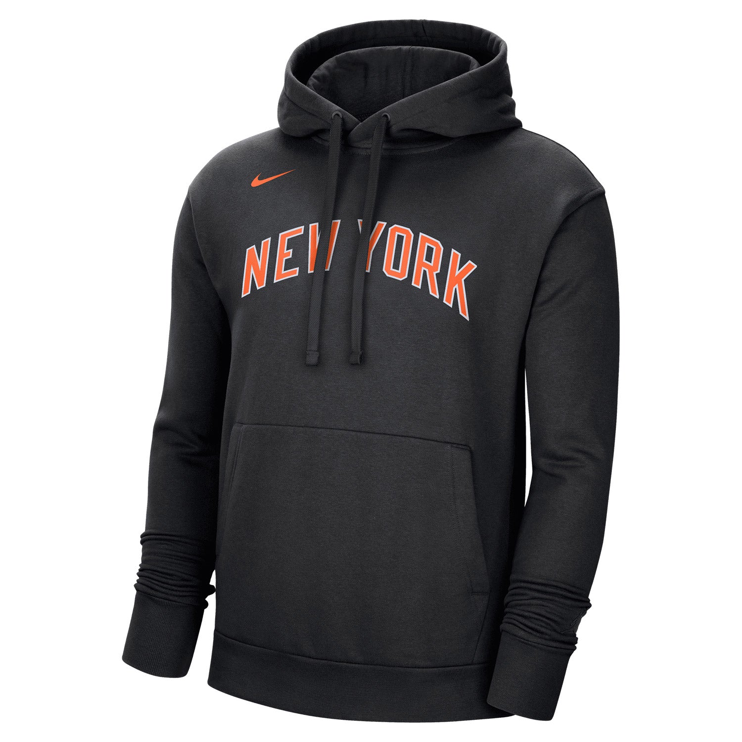 Nike Knicks City Edition 22-23 Hoodie In Black & Orange - Front View