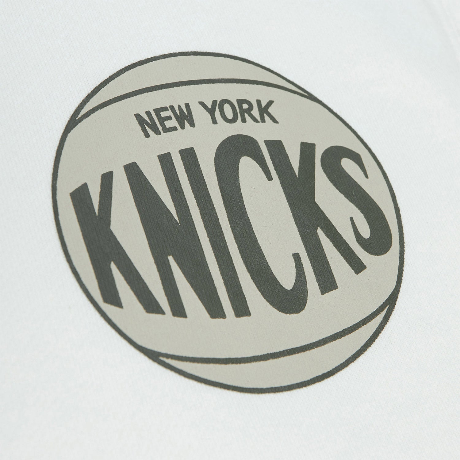 Mitchell & Ness Knicks Cream Hoodie - In Cream - Close Up Knicks Logo