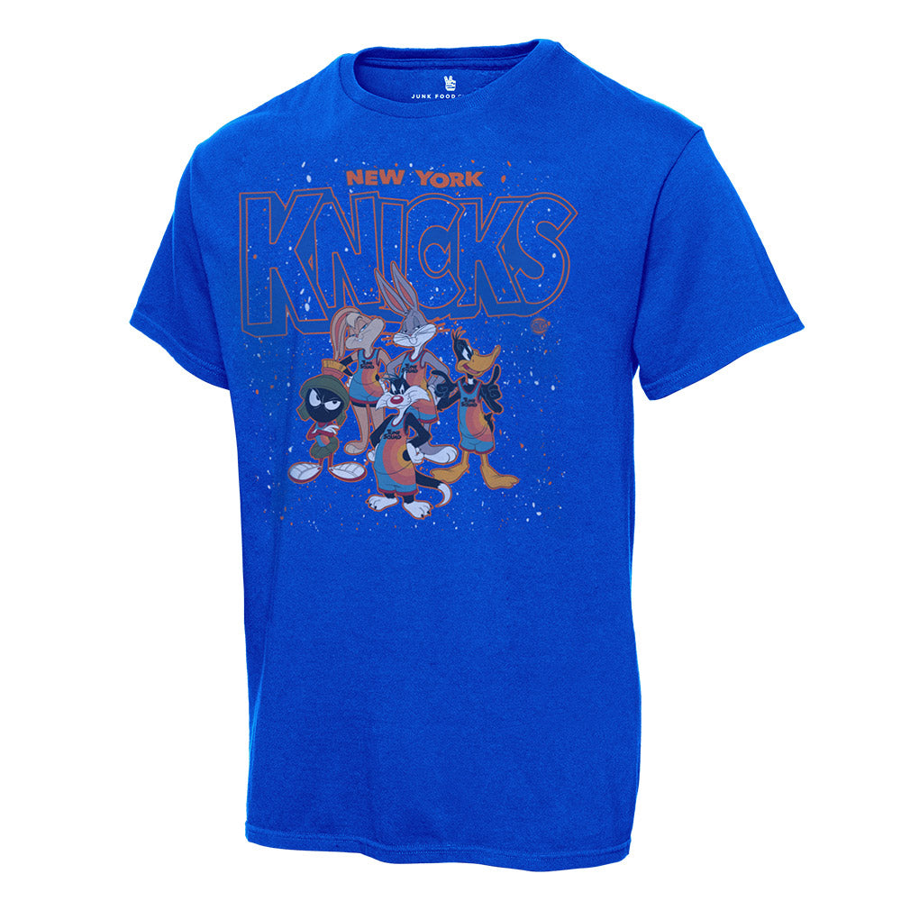 Junk Food Knicks Space Jam T-Shirt in Blue - Front View