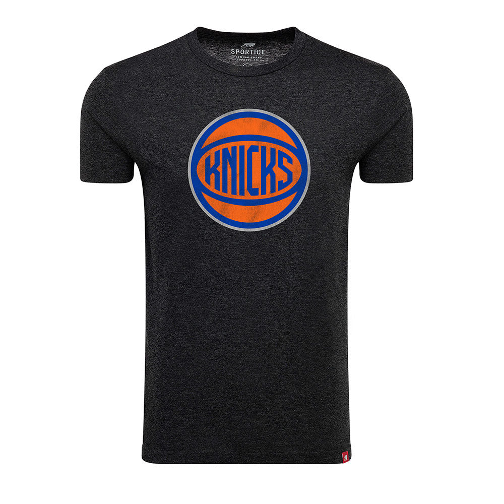 Sportiqe Knicks Ball Logo T-Shirt in Black - Front View
