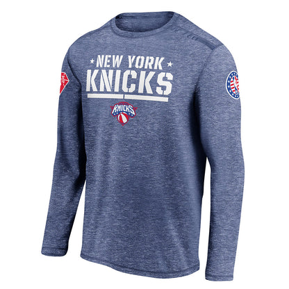 Fanatics Knicks Military Appreciation Night Long Sleeve Shooter Tee in Blue - Front View