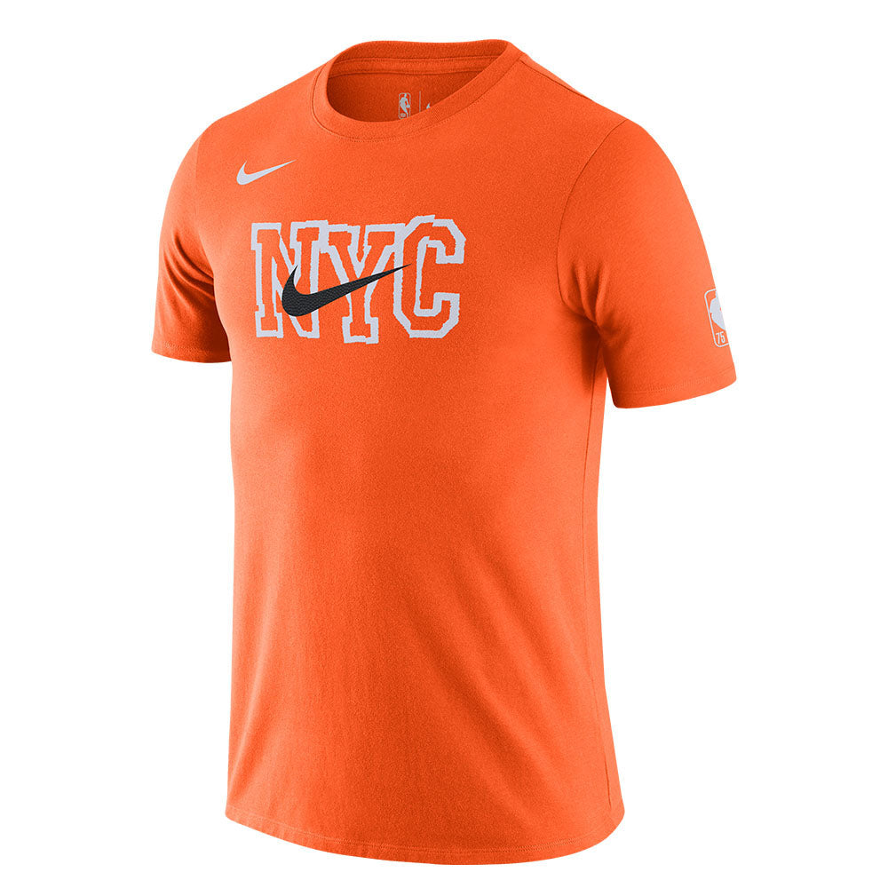 Nike Knicks 21-22 City Edition Essential Tee in Orange - Front View