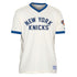 New Era Knicks Throwback V-Neck Tee in White - Front View