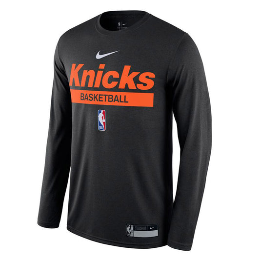 Nike Knicks On Court 22-23 Black Practice Longsleeve Tee - Front View