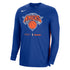 Nike Knicks 22-23 On Court Pregame Long Sleeve Tee In Blue & Orange - Front View